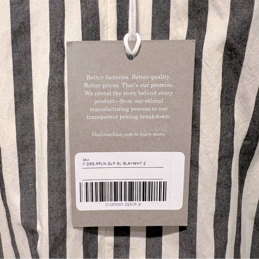 Everlane NWT The Poplin Slip Dress Bone / Black Stripe Size 2 - Picture 6 of 7
